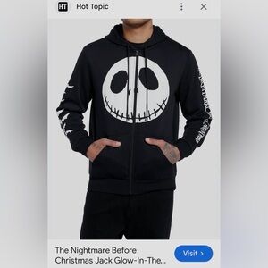 Disney Black Hoodie with White Jack Skellington Graphic Sleeve Print